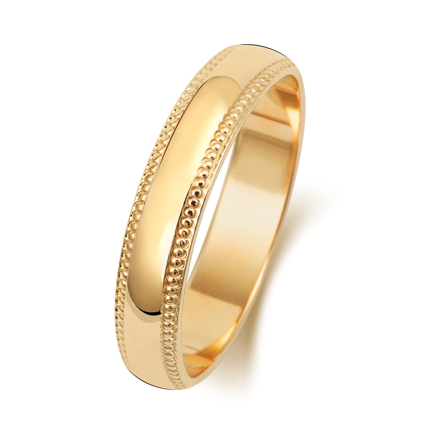 4mm D-Shape Milgrain Wedding Band