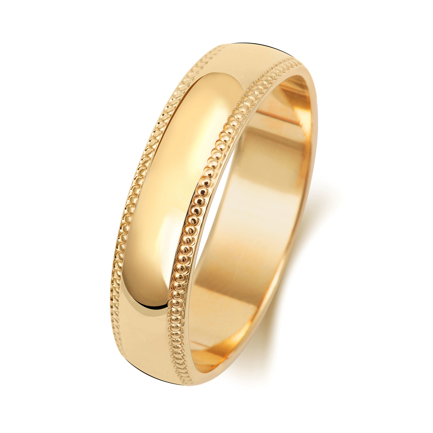 5mm D-Shape Milgrain Wedding Band
