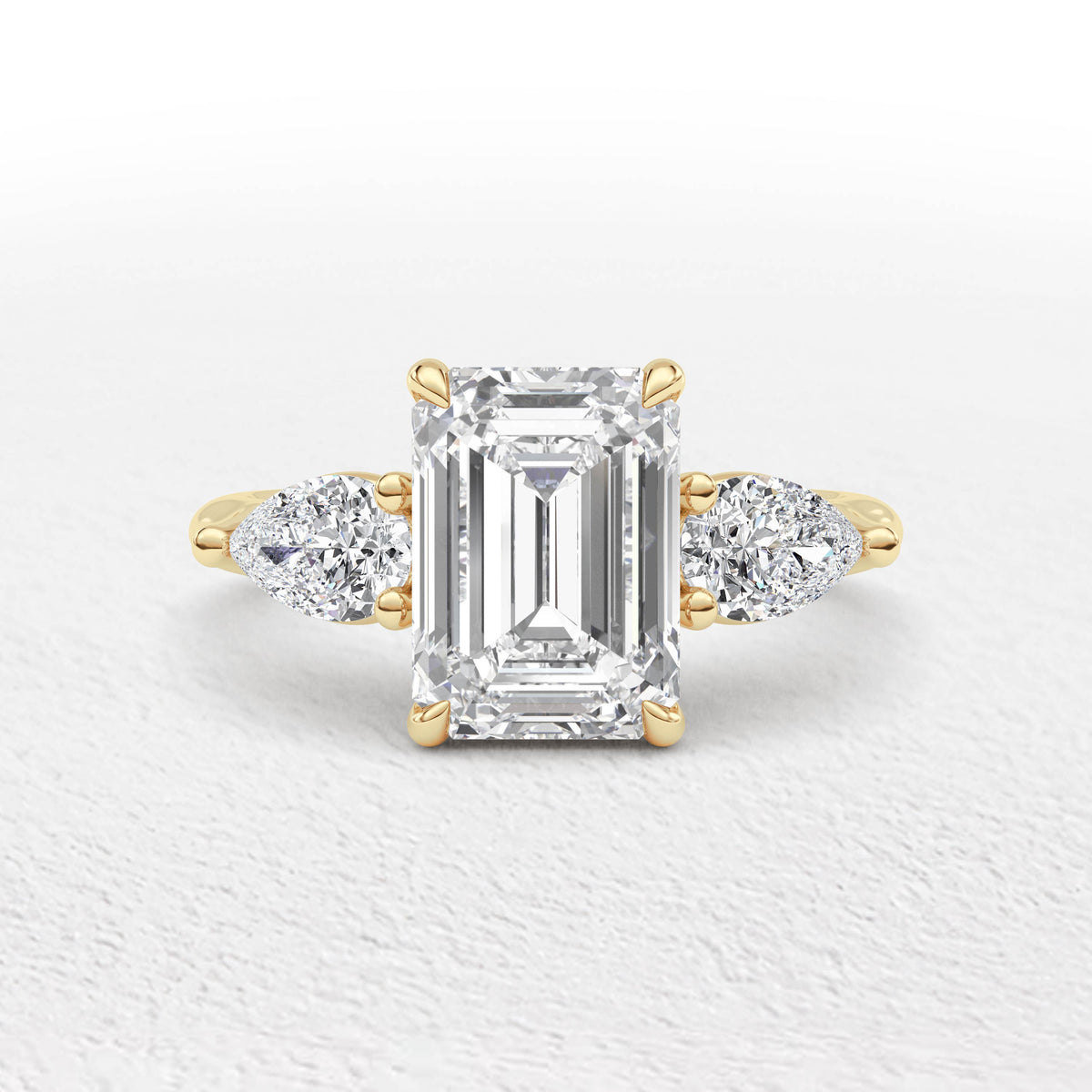 Emerald & Pear Cut 3 Stone Diamond Engagement Ring 3.5ct Total 25103