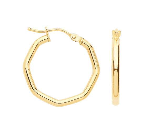 9ct 20mm Octagon Hoop Earrings