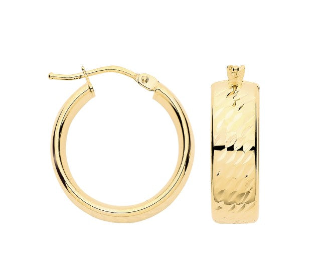 15mm Diamond Cut Wide Hoops