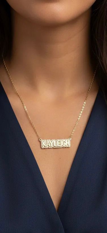 Halo Diamond Name Necklace