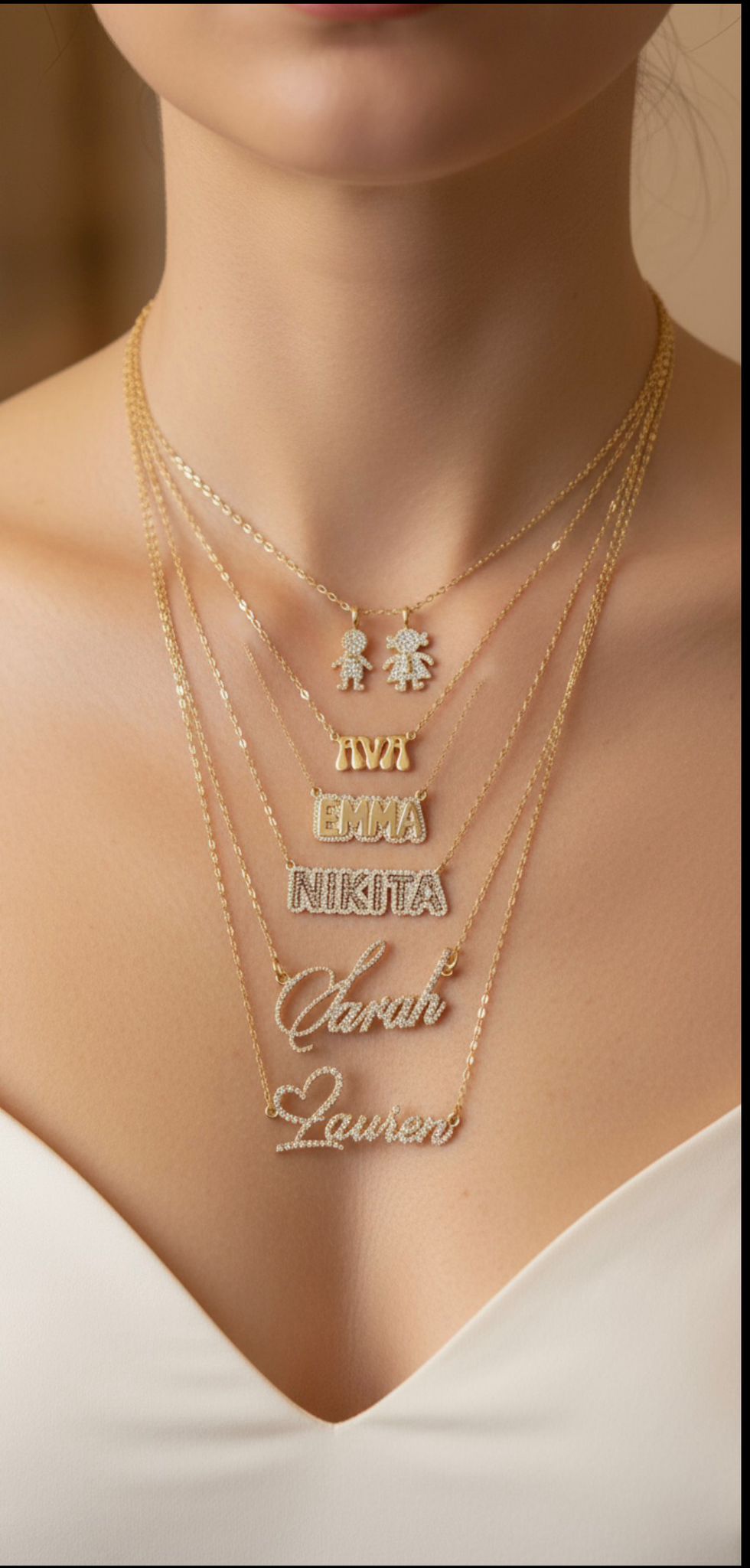 Bubble Diamond Name Necklace 10mm