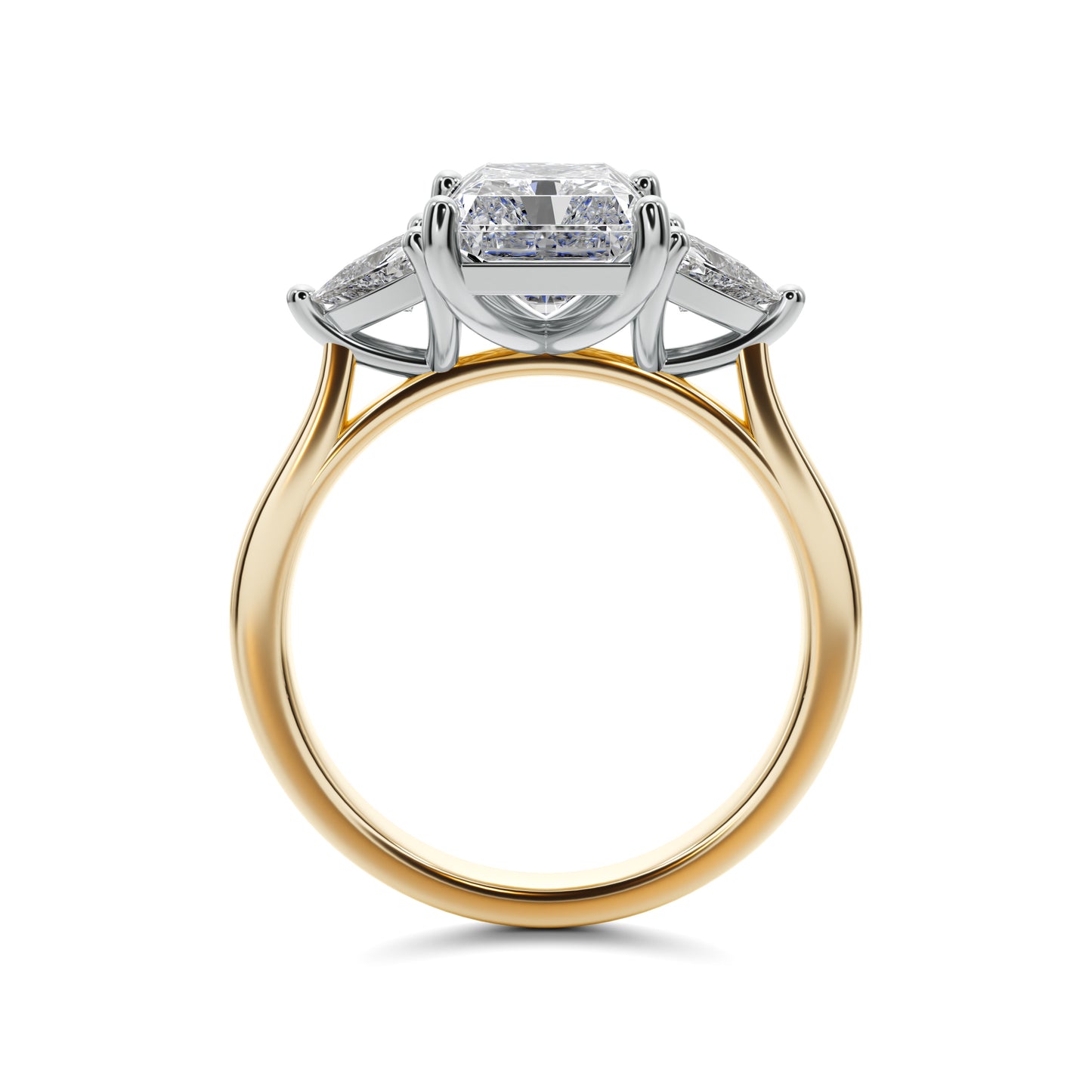 3.1ct Radiant Three Stone Yellow Gold Engagement Ring 25012CG211