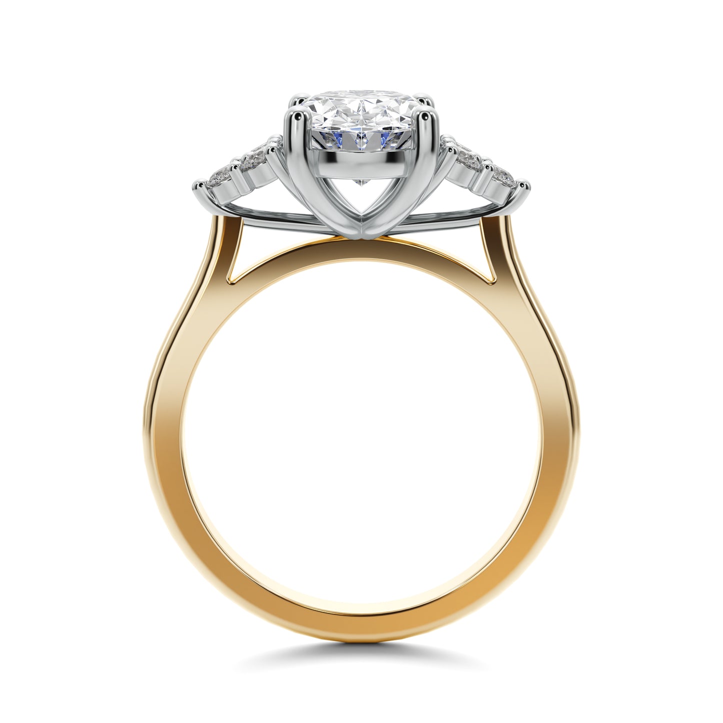 2ct Oval Cut Engagement Ring Accent Diamonds