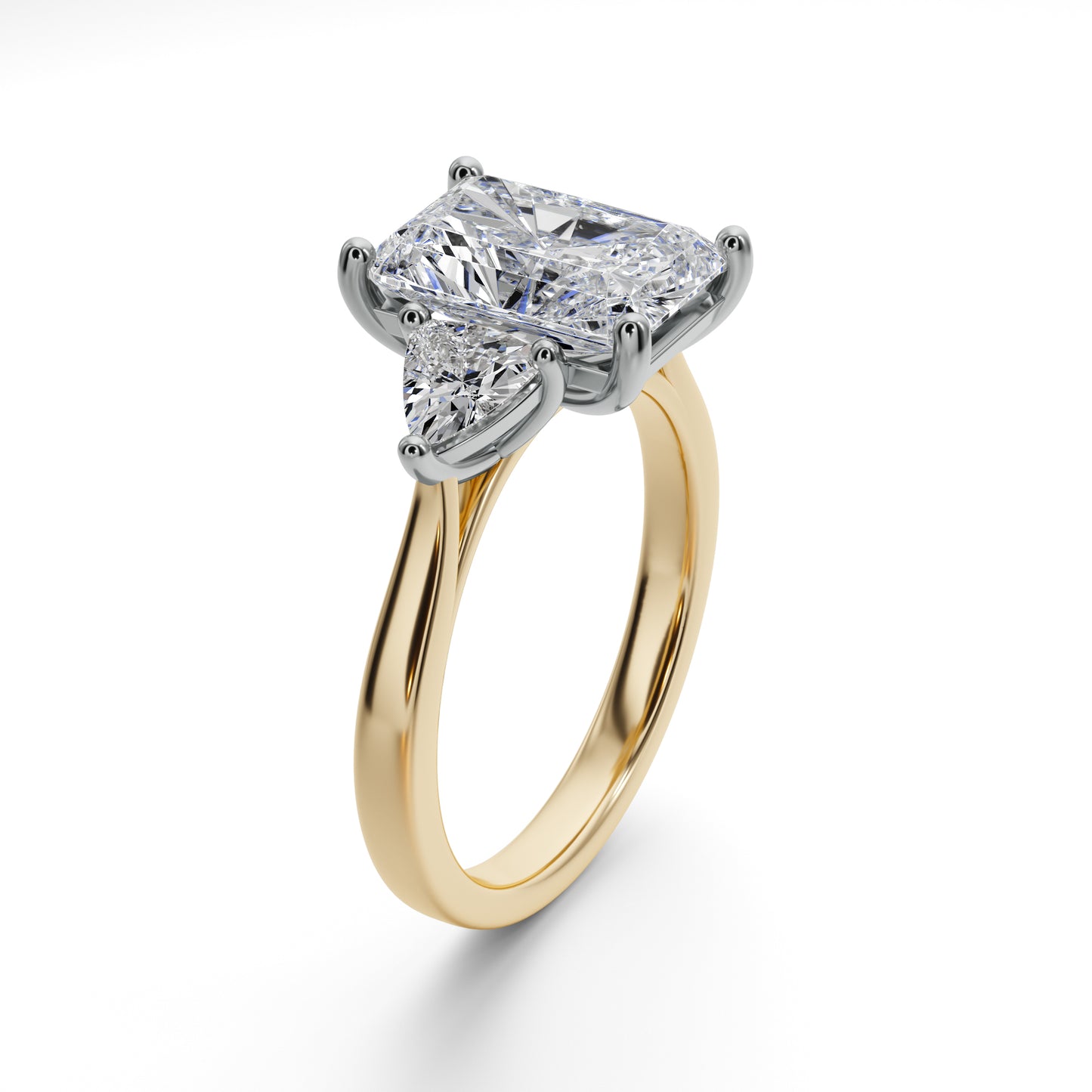 3.1ct Radiant Three Stone Yellow Gold Engagement Ring 25012CG211