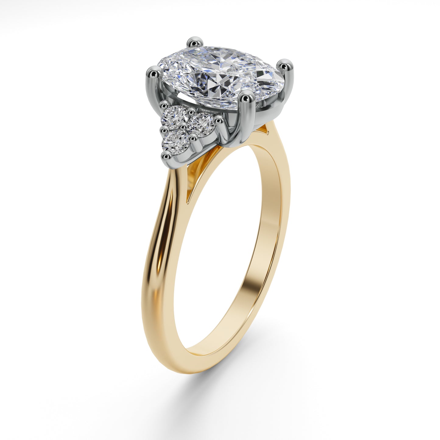 2ct Oval Cut Engagement Ring Accent Diamonds