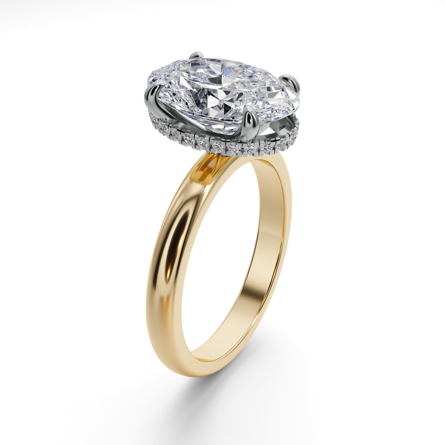 3ct Hidden Halo Oval Solitaire Lab Diamond Engagement Ring 25019CG216