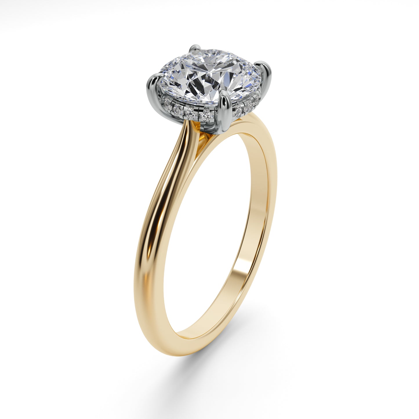 2ct Hidden Halo Round Solitaire Lab Diamond Engagement Ring 25010CG205