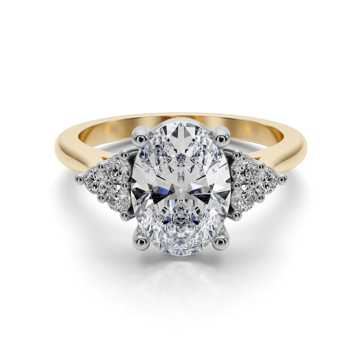 2ct Oval Cut Engagement Ring Accent Diamonds