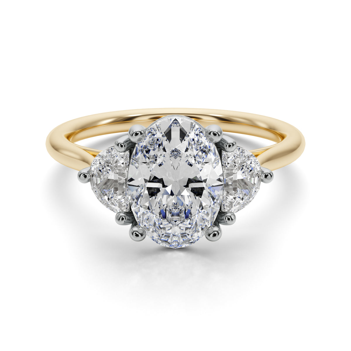 2.8ct Oval And Half Moon Diamond Engagement Ring 25029CG270