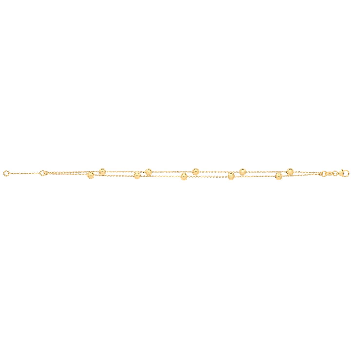 9CT YEL GOLD LADIES 2 STRAND BEADED BRACELET