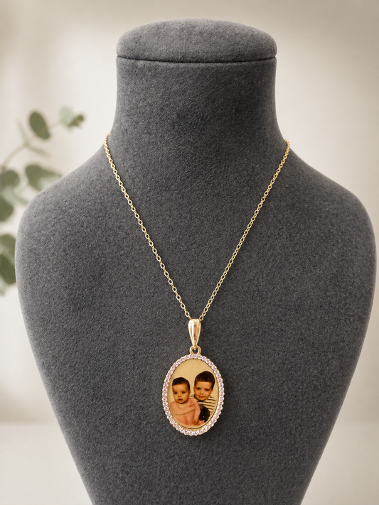 9ct Gold Gemstone Photo Pendants