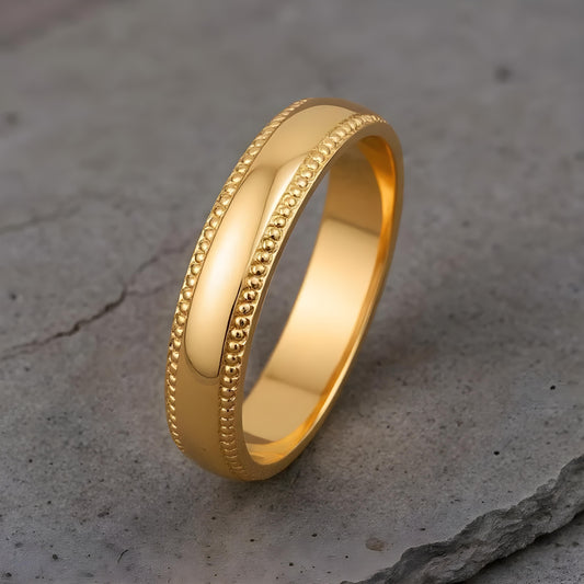 4mm D-Shape Milgrain Wedding Band