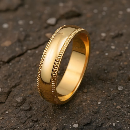 5mm D-Shape Milgrain Wedding Band