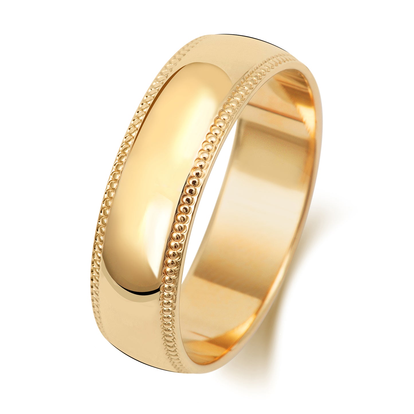 6mm  D-Shape Milgrain Wedding Band