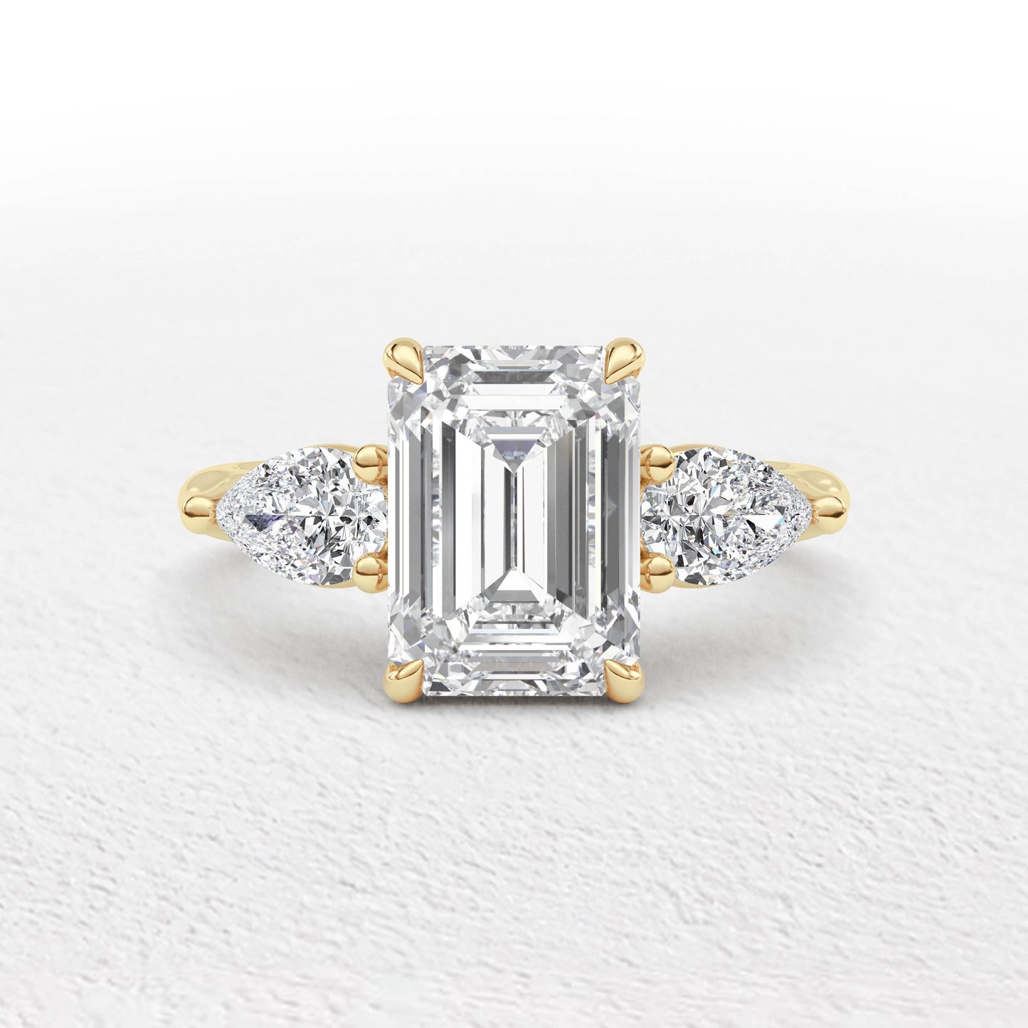 Emerald & Pear Cut 3 Stone Diamond Engagement Ring  3.5ct Total  25103