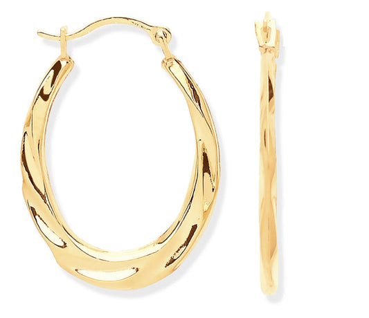 9ct Gold Ribbed Hoop Earrings