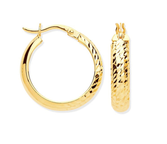 19mm Half DC Half Plain Hoop Earrings