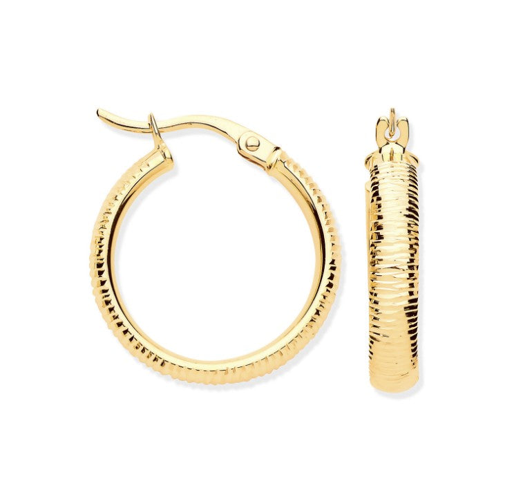 18mm Ribbed Hoop Earrings