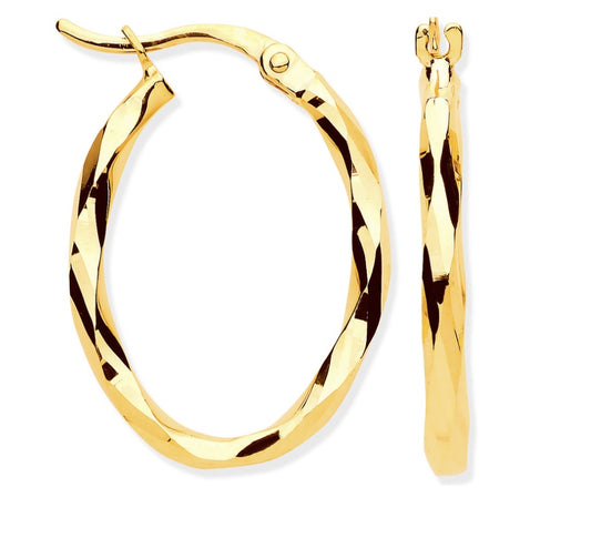 Faceted Oval Hoop Earrings