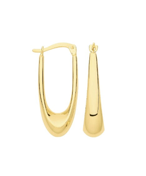 9ct Plain Elongated Hoop Earrings