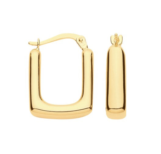 9ct Gold Square Hoop Earrings