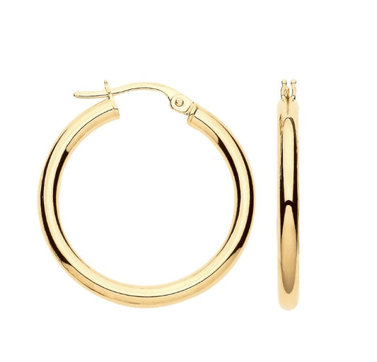 25mm Plain Tube Hoop Earrings