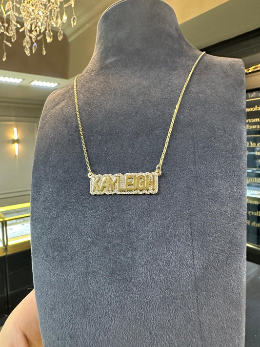 Halo Diamond Name Necklace