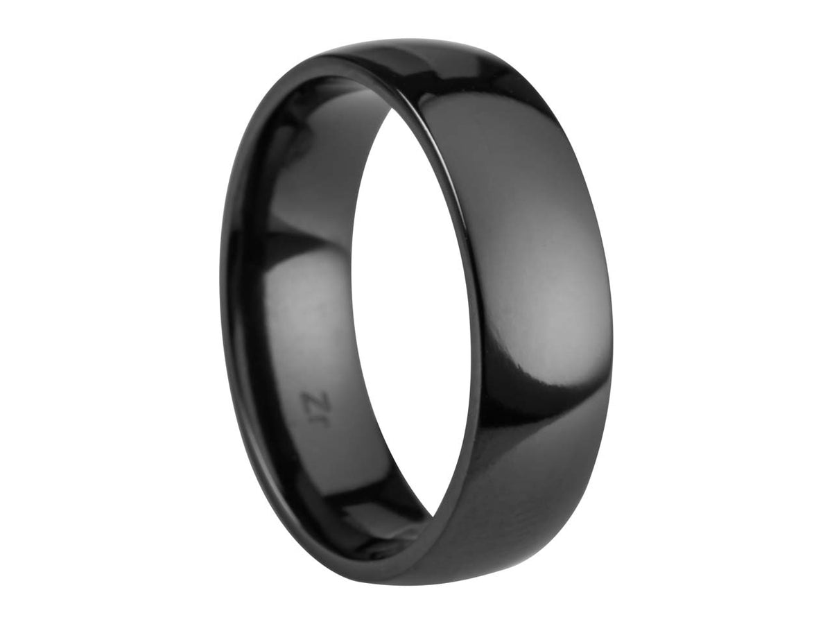 Black Zirconium Court Polished Wedding Ring
