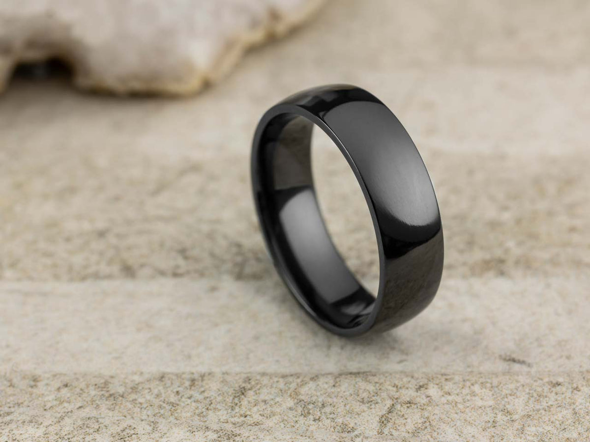 Black Zirconium Court Polished Wedding Ring