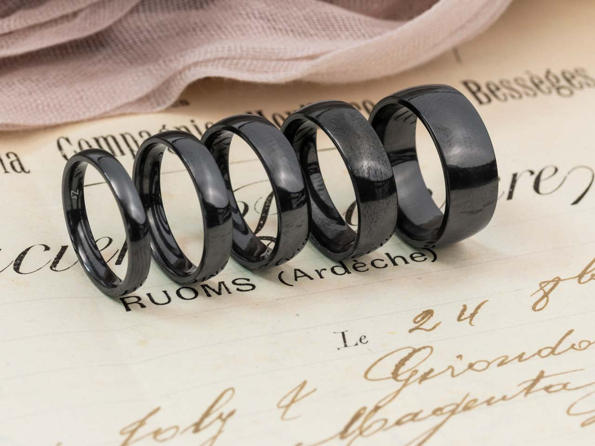 Black Zirconium Court Polished Wedding Ring