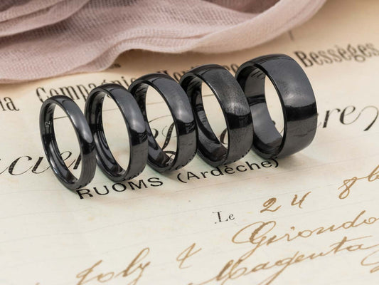 Black Zirconium Court Polished Wedding Ring