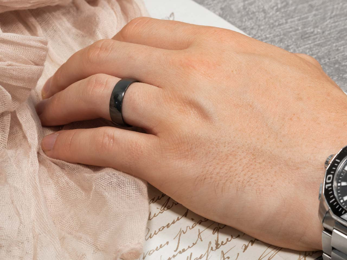 Black Zirconium Court Polished Wedding Ring