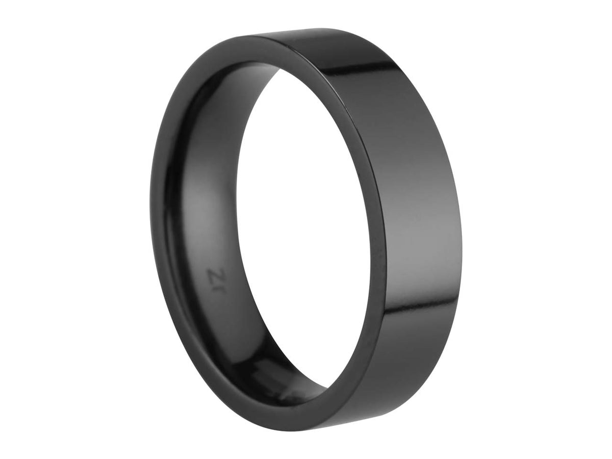 Black Zirconium Flat Court Easy Fit Polished Wedding Ring