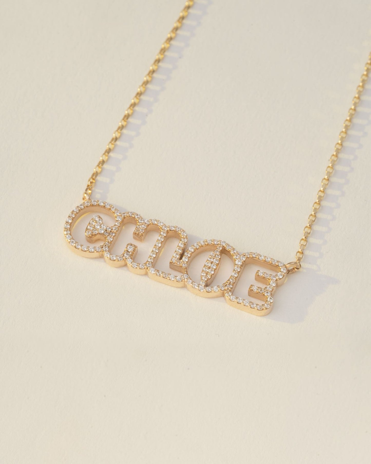 Bubble  Diamond Name Necklace 10mm