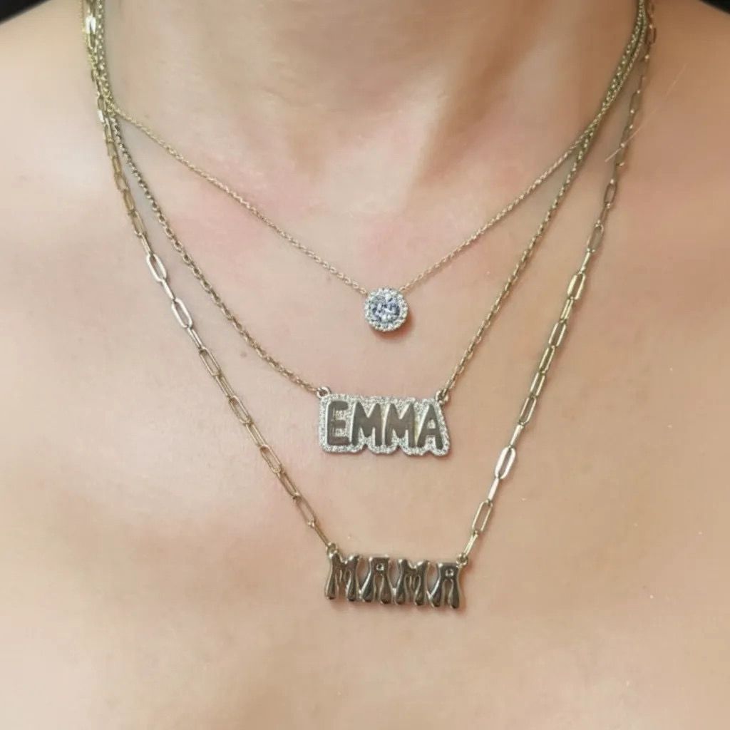 Halo Diamond Name Necklace