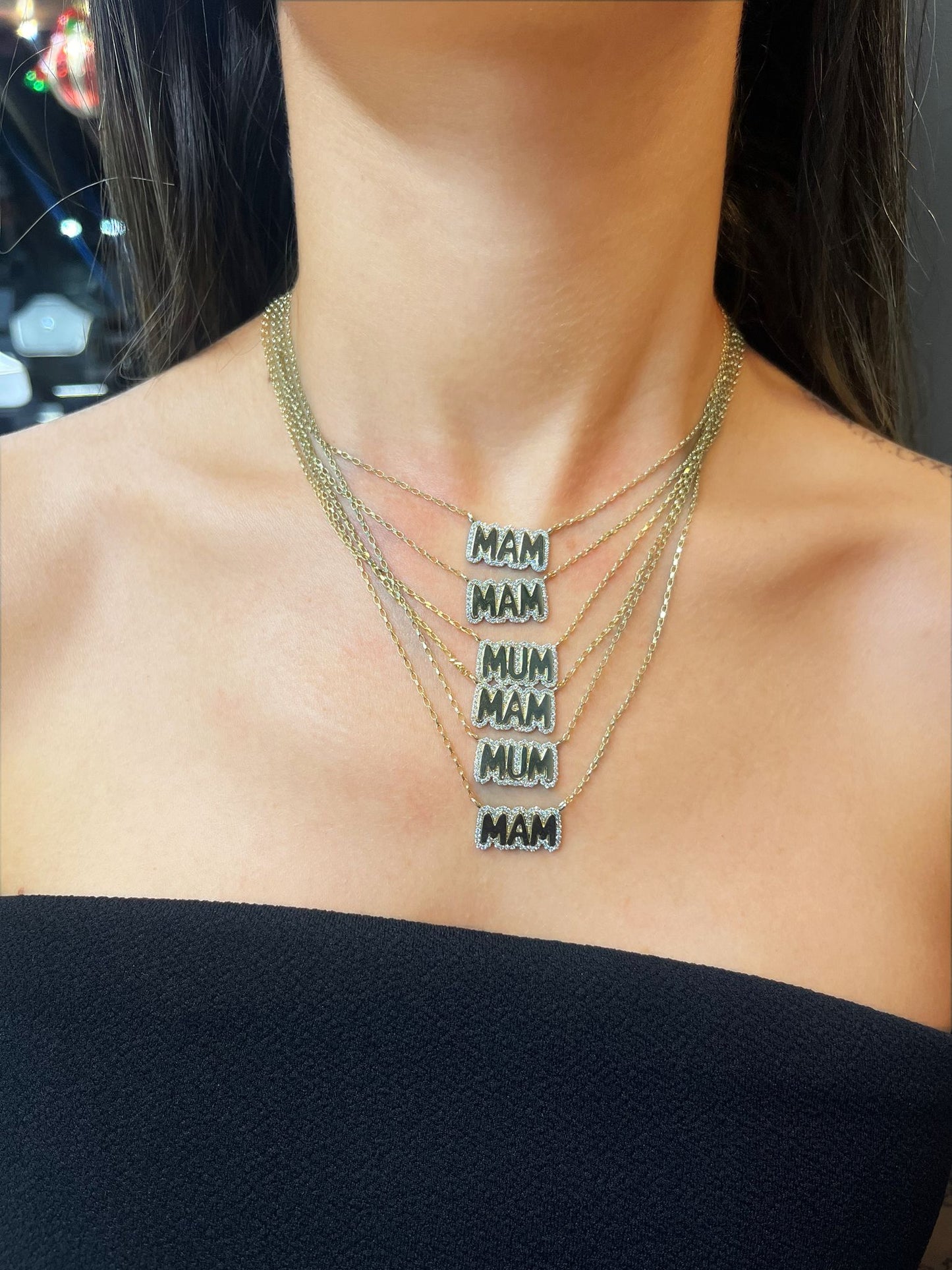 Halo Diamond Name Necklace