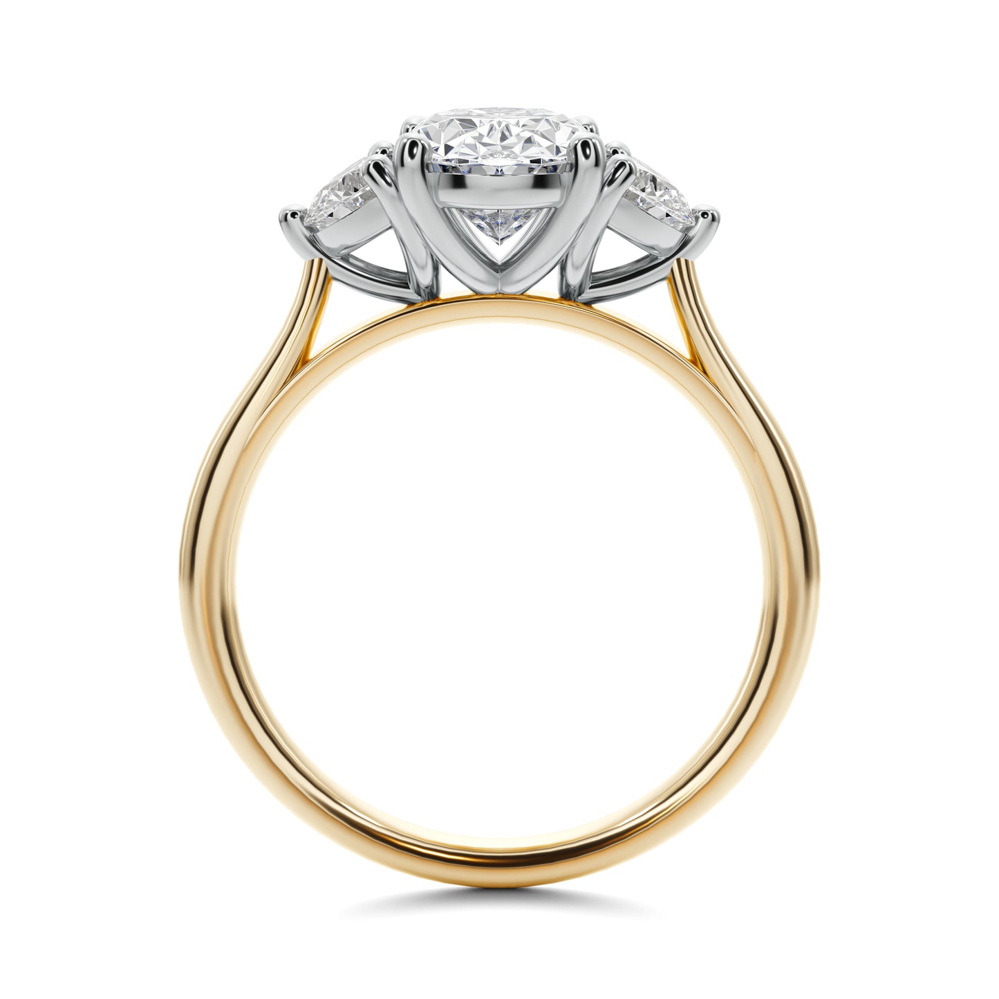 2.8ct Oval And Half Moon Diamond Engagement Ring 25029CG270