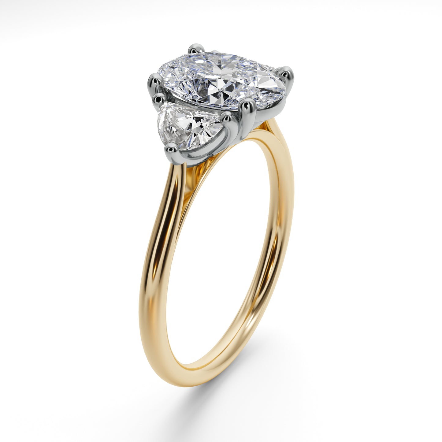 2.8ct Oval And Half Moon Diamond Engagement Ring 25029CG270