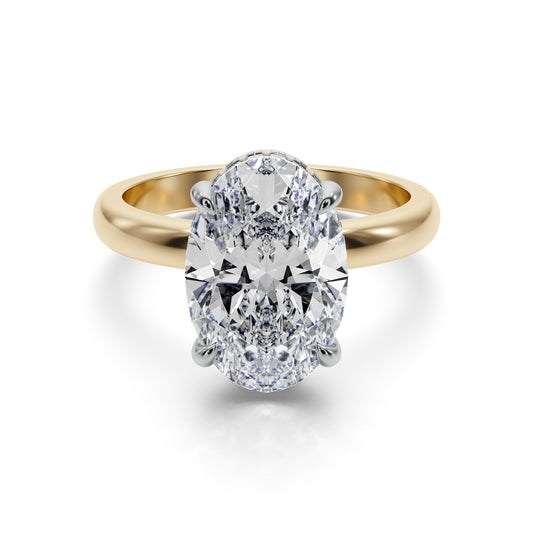3ct Hidden Halo Oval Solitaire Lab Diamond Engagement Ring 25019CG216