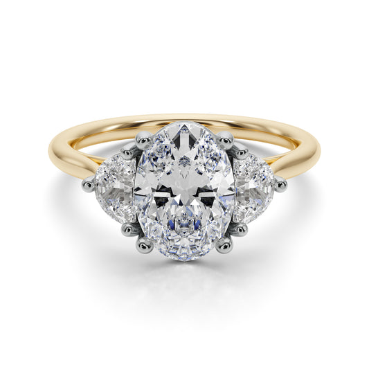 2.8ct Oval And Half Moon Diamond Engagement Ring 25029CG270