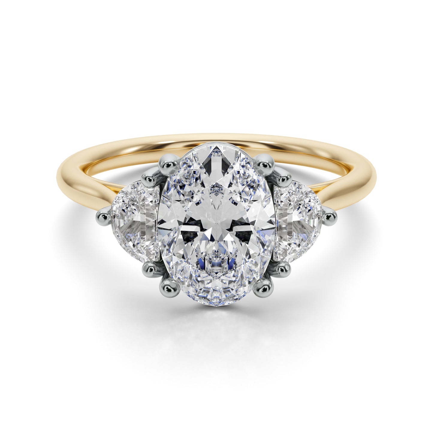 2.8ct Oval And Half Moon Diamond Engagement Ring 25029CG270